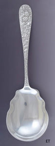 Lovely Stieff Rose Sterling Silver Repousse 9" Casserole Berry Serving Spoon