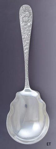 Lovely Stieff Rose Sterling Silver Repousse 9" Casserole Berry Serving Spoon