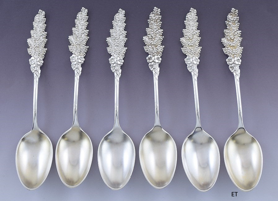 Great set 6 Reed & Barton Sterling Silver Floral Goldenrod Coffee Spoons