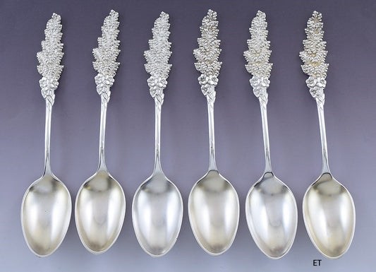 Great set 6 Reed & Barton Sterling Silver Floral Goldenrod Coffee Spoons