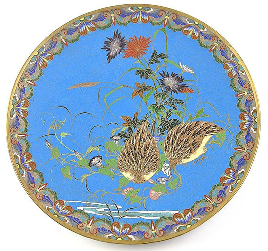 Colorful Late 1800s/early 1900s Japanese Meiji Cloisonne Plate