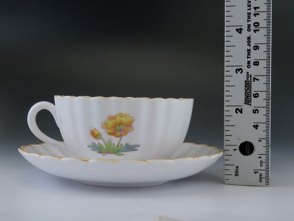 Spode Copeland English Porcelain Iris Pattern Hand Painted 17 Saucers 5 Tea Cups