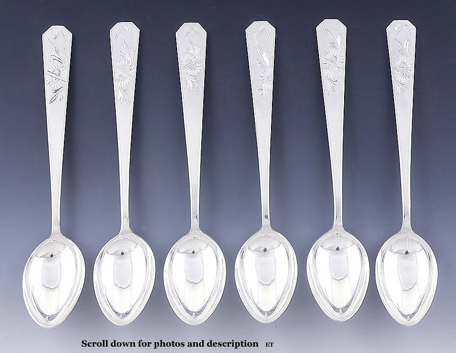 6 Wonderful Quality High Purity Silver Korean Silver Demitasse Coffee Spoons