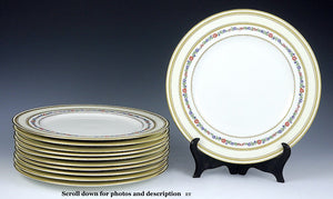 11 George Jones English Porcelain Gilt Flower Dinner Plates