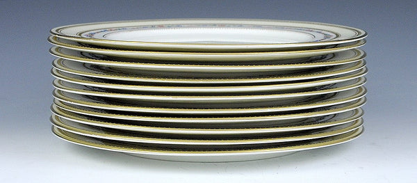 11 George Jones English Porcelain Gilt Flower Dinner Plates