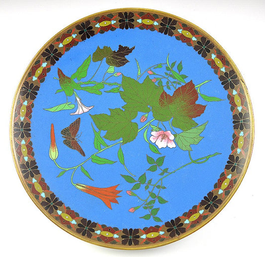 Lovely Late 1800s/Early 1900s Japanese Meiji Colorful Cloisonne Charger