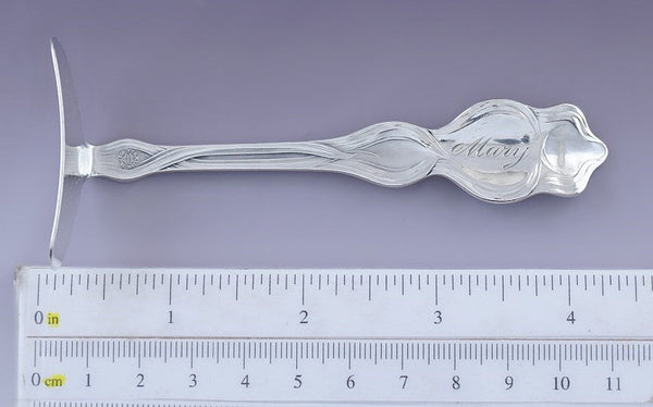 Rare Unger Brothers Sterling Silver Cupid Sunbeams Baby Food Pusher 'Mary'