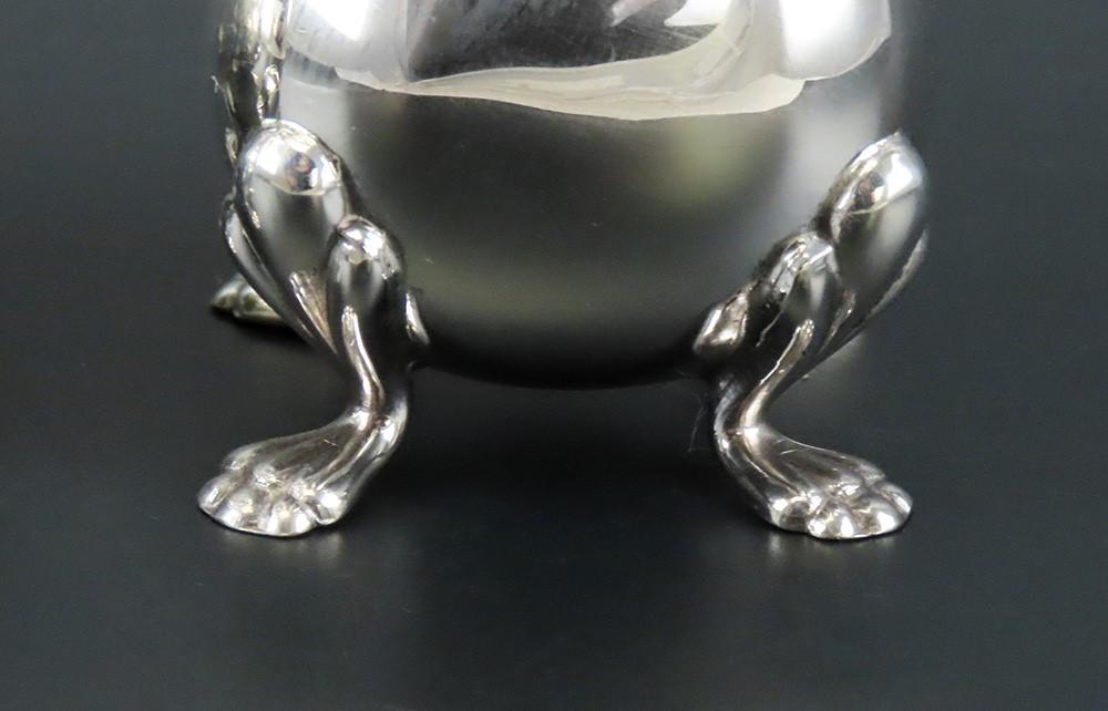 Pair Birks Sterling Silver Georgian Style Shell Paw Feet Salt Pepper Shakers