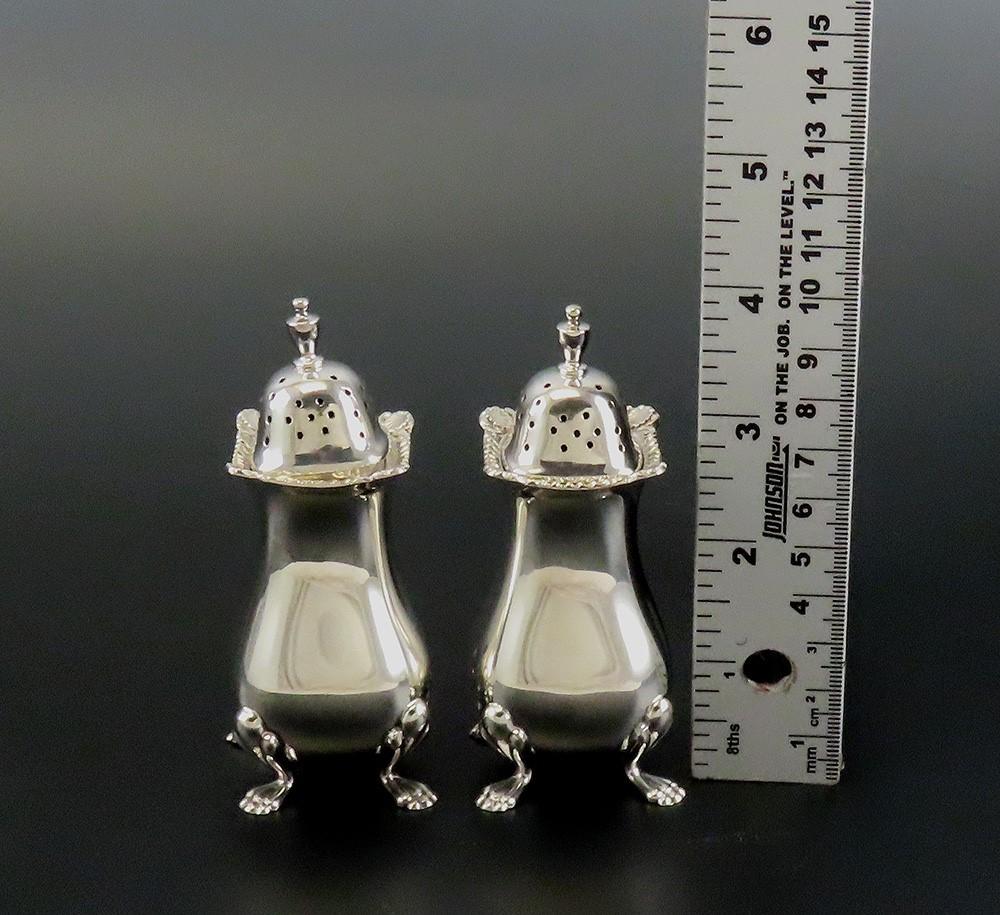 Pair Birks Sterling Silver Georgian Style Shell Paw Feet Salt Pepper Shakers