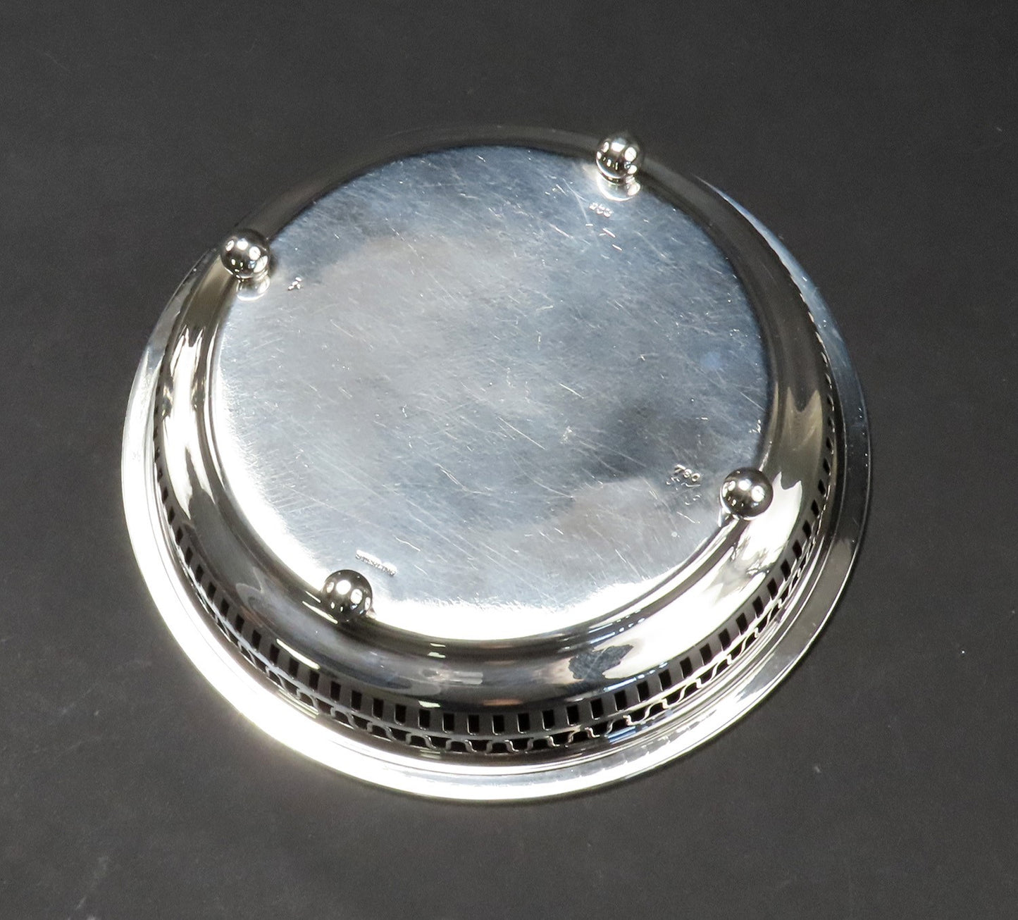 Fine 1890 Gorham Sterling Silver Reticulated Candy Nut Dish Bowl w Ball Feet