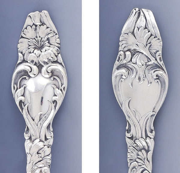 Fessenden Art Nouveau Floral Sterling Silver Serving Fork 8"