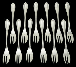12 Antique French Silver Plated Cailar Bayard Paris Fish/Dessert Forks NO MONOs
