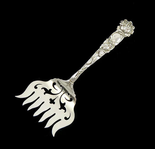 Antique Sterling Silver Alvin Bridal Rose 1903 Sardine Serving Fork E Mono 5 1/4