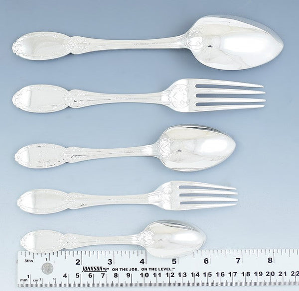 Antique 11 Mid 1800s Tiffany Young Ellis Sterling Silver Spoon Fork Flatware Set