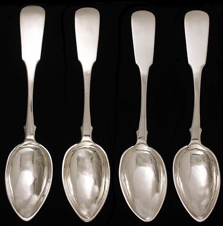 Antique Heavy Russian Silver Fiddle Soup Table Place Spoons 8 3/8"