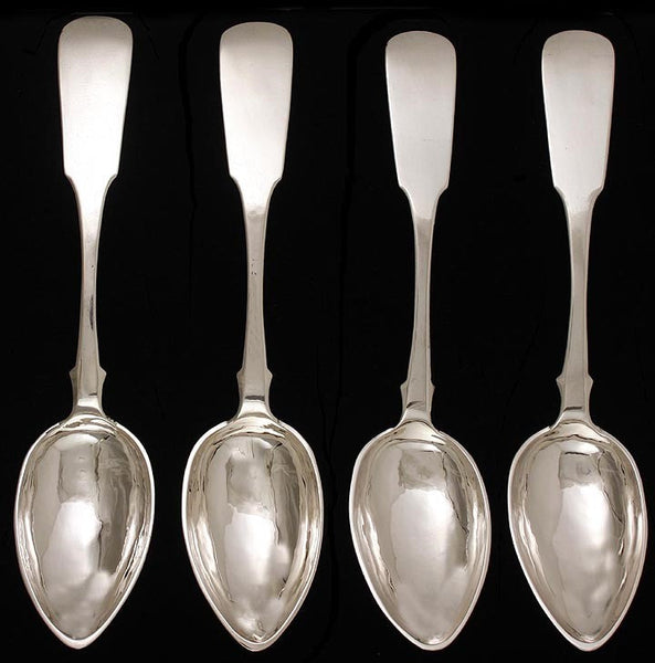 Antique Heavy Russian Silver Fiddle Soup Table Place Spoons 8 3/8"