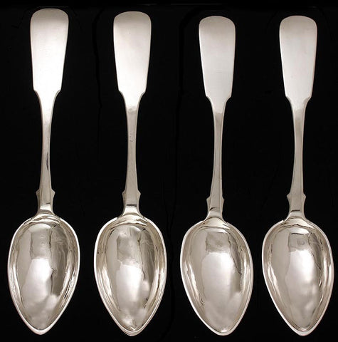 Antique Heavy Russian Silver Fiddle Soup Table Place Spoons 8 3/8"