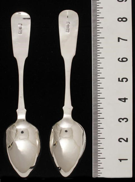 Antique Heavy Russian Silver Fiddle Soup Table Place Spoons 8 3/8"