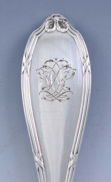 Antique c1890 French 950 Sterling Silver Reeded Edge Fish Pastry Slice Server