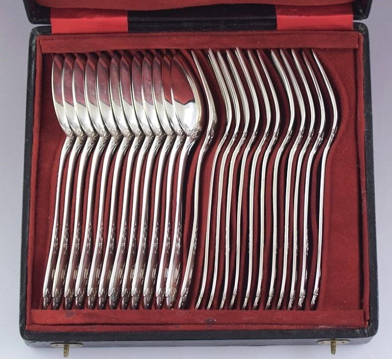 Superb French 950 Silver Art Nouveau 84pc Flatware Set Serves 12