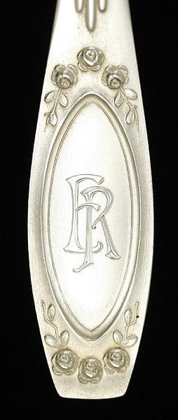 Antique c1925 German Silver Floral Petersfeldt Table Soup Spoons 8 3/8"