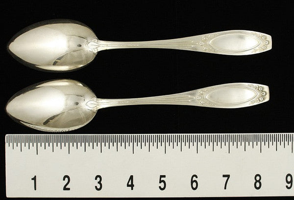 Antique c1925 German Silver Floral Petersfeldt Table Soup Spoons 8 3/8"