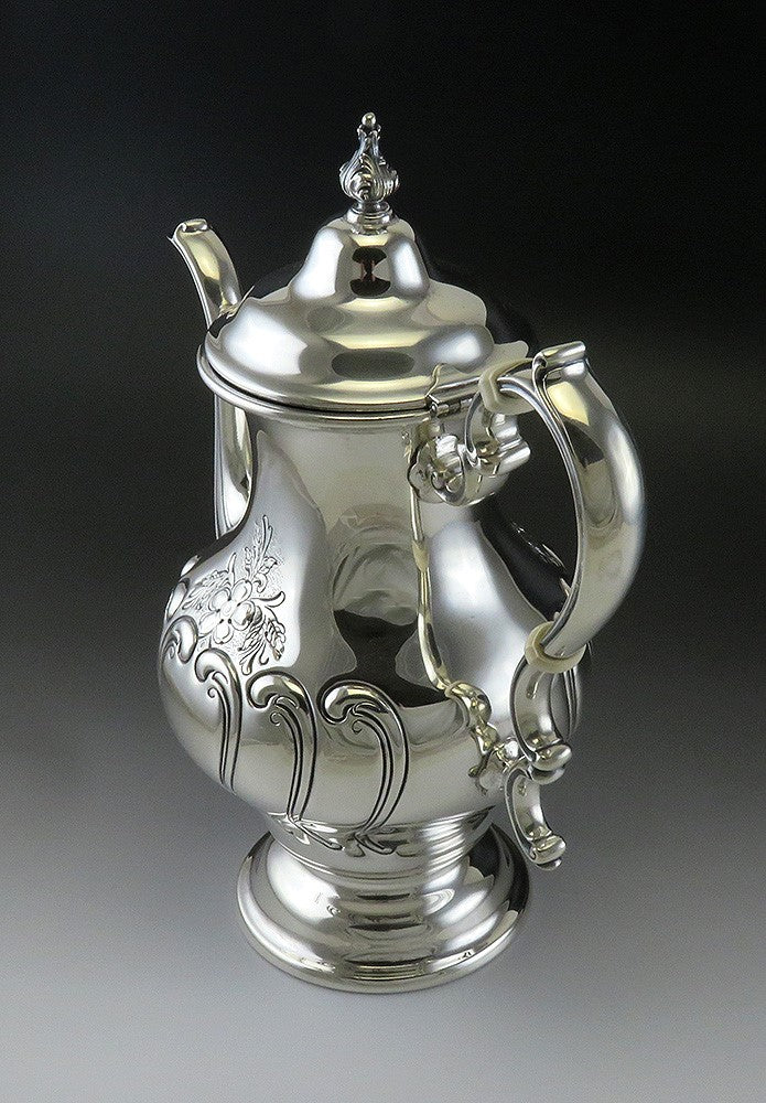 Fine Vintage 1983 Gorham Chantilly Hand Chased Sterling Silver Coffee Pot