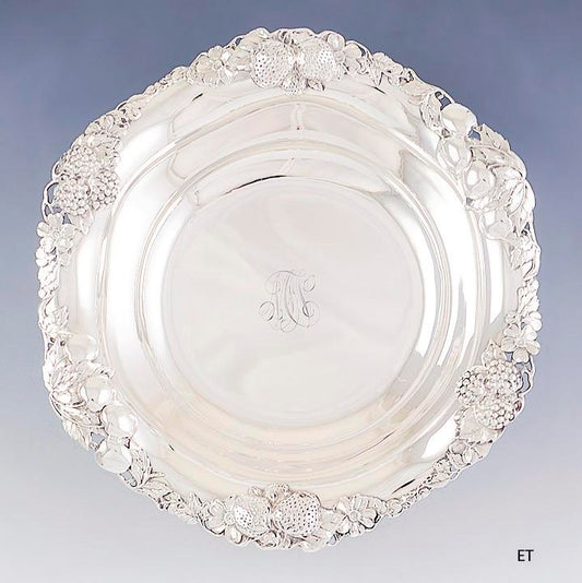 Antique 1909 Gorham Sterling Silver Fruit Centerpiece Bowl Heavy Weight 10 3/4"
