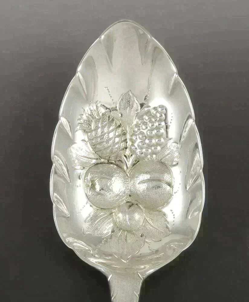 Antique 1816 English Georgian Sterling Silver Fruit Flower Serving Spoon M Mono