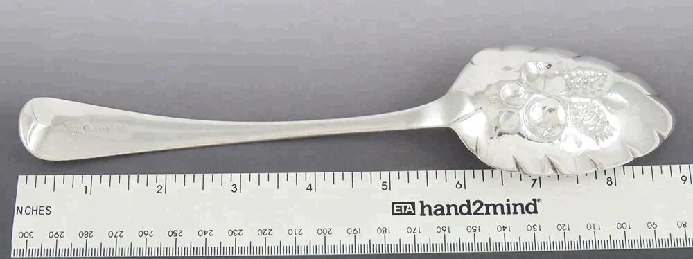Antique 1816 English Georgian Sterling Silver Fruit Flower Serving Spoon M Mono
