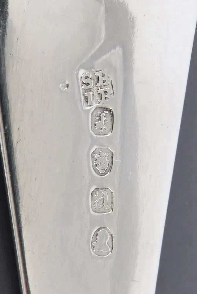 Antique 1816 English Georgian Sterling Silver Fruit Flower Serving Spoon M Mono