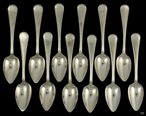 12 Antique c1850 Dutch Silver Large Place Soup Table Spoons 8 1/8"