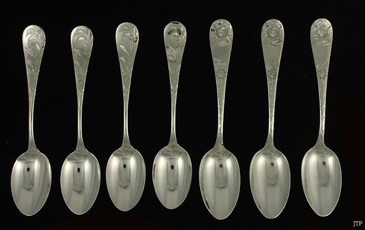 7 Towle Sterling Silver No. 43 Bright Cut Teaspoons
