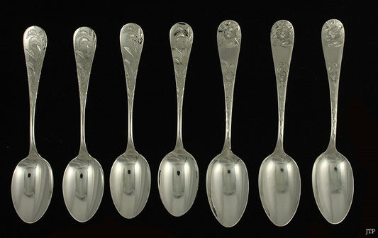 7 Towle Sterling Silver No. 43 Bright Cut Teaspoons