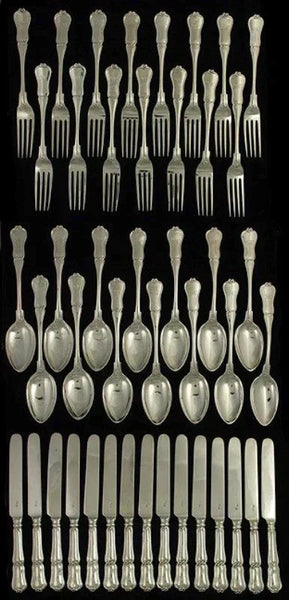 46pc German/Austrian Silver Luncheon Flatware Set c1850s