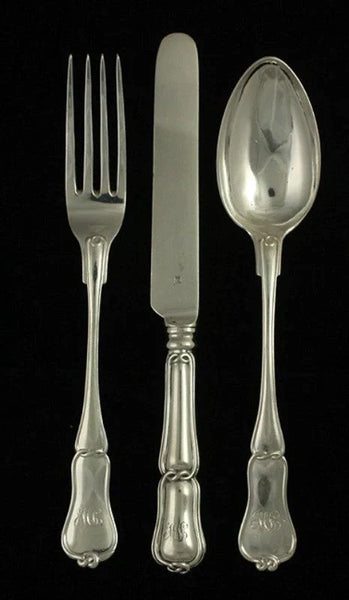 46pc German/Austrian Silver Luncheon Flatware Set c1850s