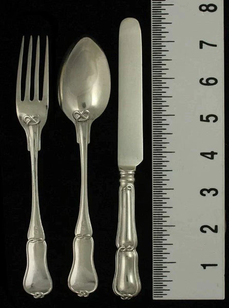 46pc German/Austrian Silver Luncheon Flatware Set c1850s