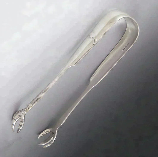 Antique 1852 William Gale & Son American Coin Silver Talon Foot Tongs 6 7/16"