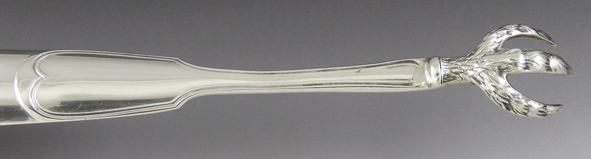 Antique 1852 William Gale & Son American Coin Silver Talon Foot Tongs 6 7/16"