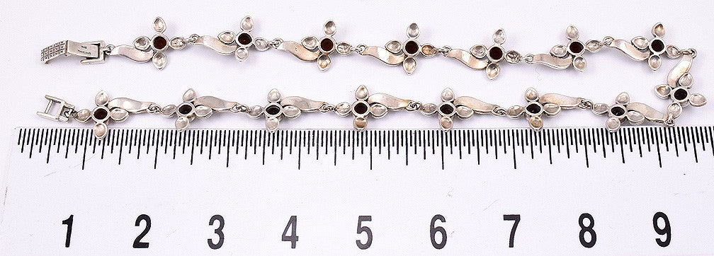 Fabulous Sterling Silver Necklace from Thailand w/ Red Garnets and Marcasites