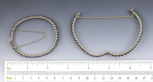 Lovely Pair 1850-1900 Bohemian Garnet Point Bangle Bracelets