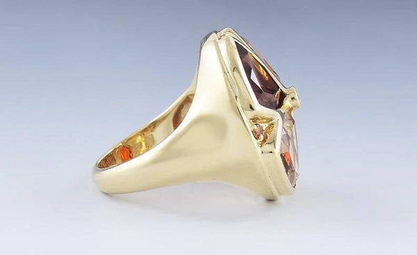 Vibrant 14k Yellow Gold Citrine & Diamond Statement Ring sz 7