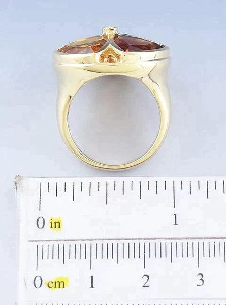 Vibrant 14k Yellow Gold Citrine & Diamond Statement Ring sz 7