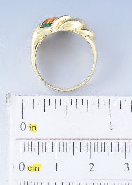 Chic 14k Yellow Gold & Colorful Multi Gemstone Ring