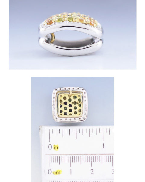 Charming 18k White Gold Diamond Gemstone Floral Spring Pendant & Earring Set