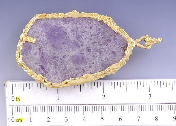 Stunning 14k Gold Amethyst Geode & Aquamarine Naturalistic Pendant
