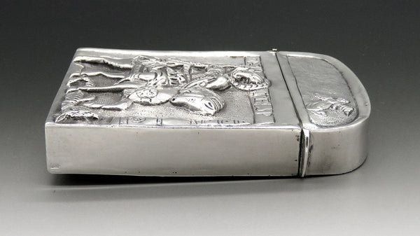 Antique Hanau Germany Silver Saint George Dragon Angels Cigarette Case