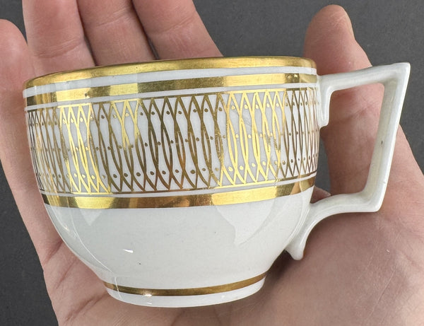 Excellent Set 12 c1790-1820 English Porcelain White Gold Teacups and Saucers
