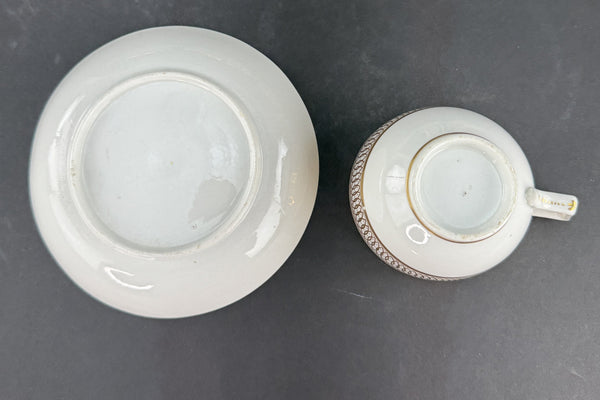 Excellent Set 12 c1790-1820 English Porcelain White Gold Teacups and Saucers