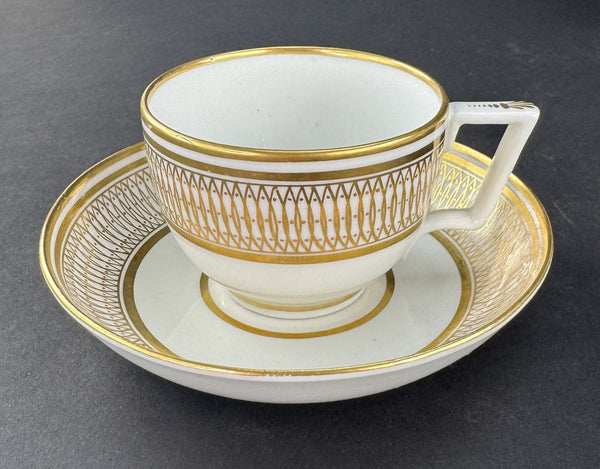 Excellent Set 12 c1790-1820 English Porcelain White Gold Teacups and Saucers